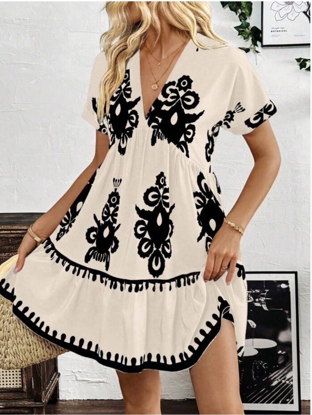 V neck floral dress ladies XL